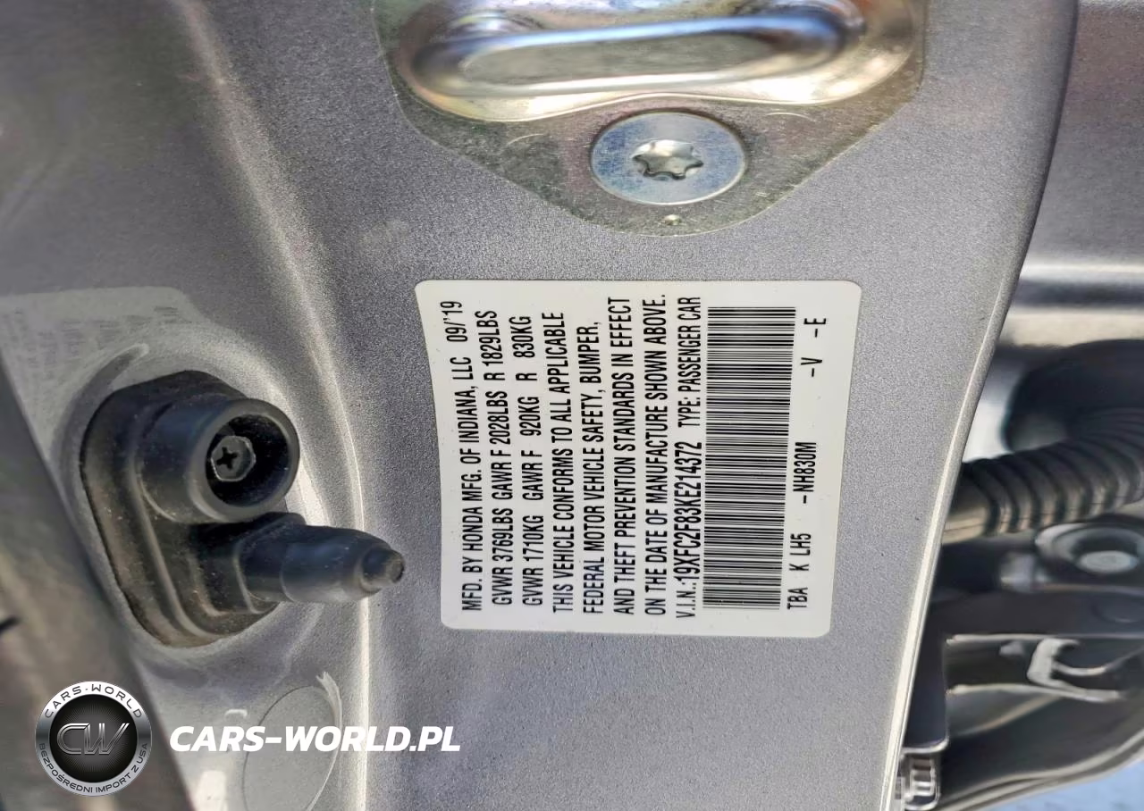 2019 Honda Civic Sport VIN:19XFC2F83KE214372 - 12