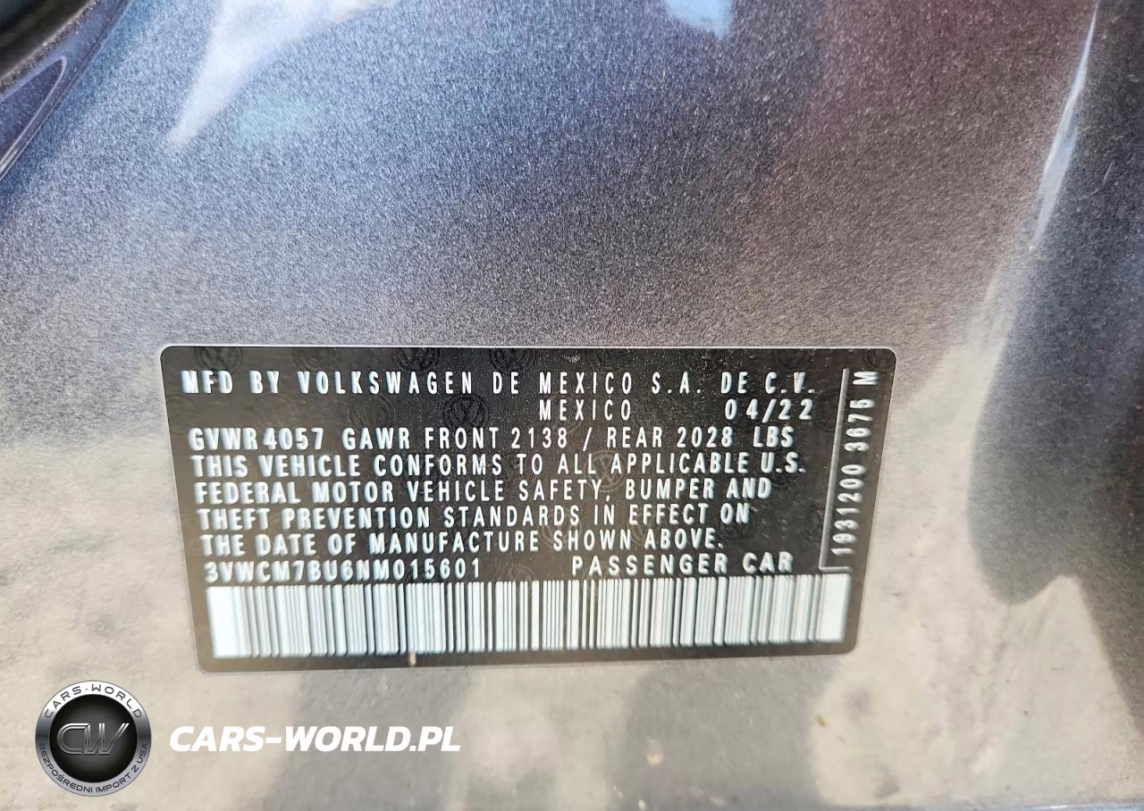 2022 Volkswagen Jetta S VIN:3VWCM7BU6NM015601 - 12