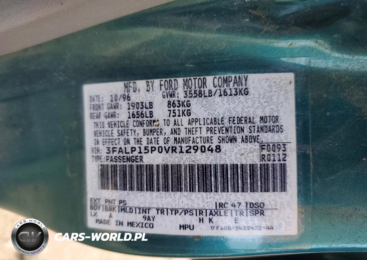 1997 Ford Escort Lx VIN:3FALP15P0VR129048 - 13