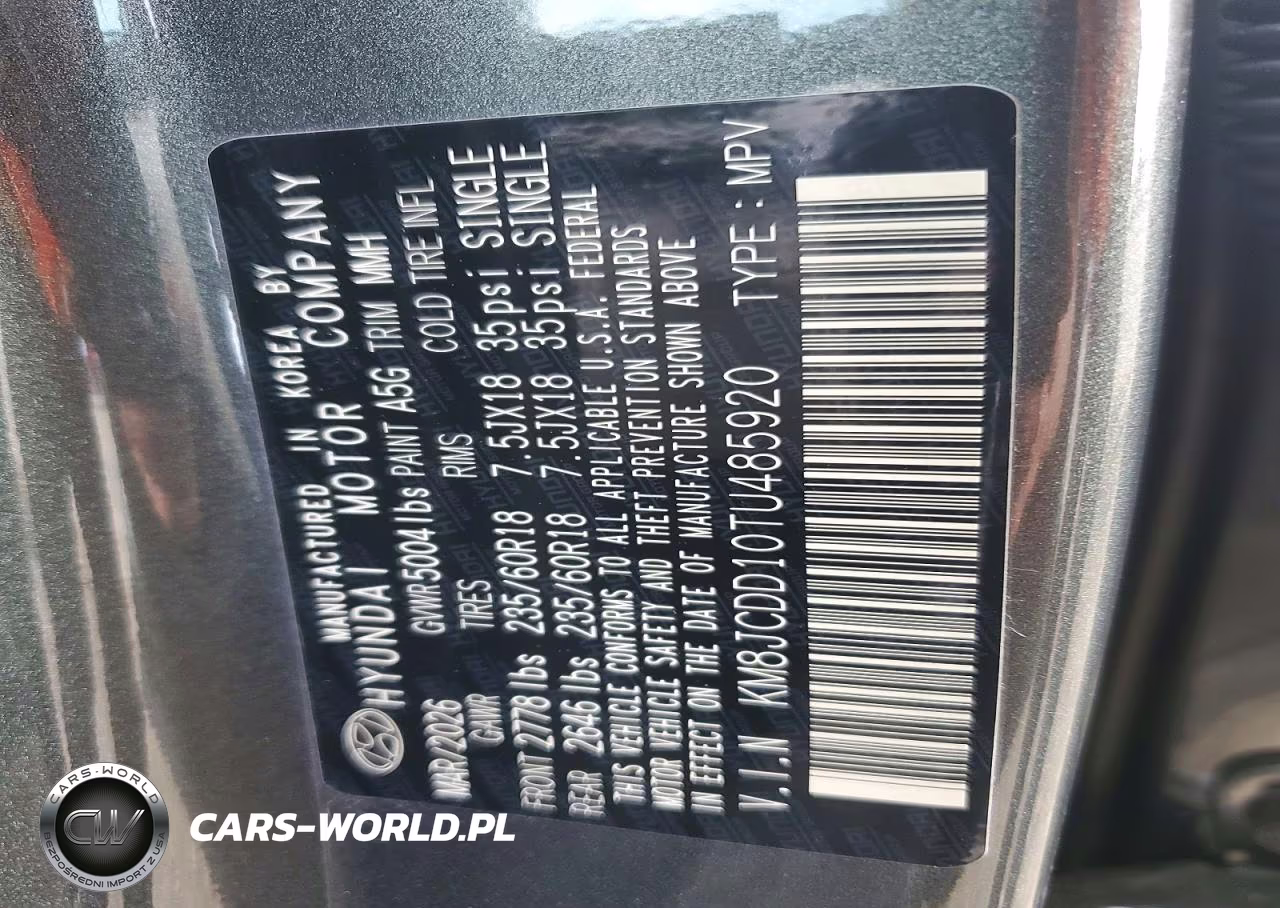 2026 Hyundai Tucson Sel Convenience VIN:KM8JCDD10TU485920 - 14