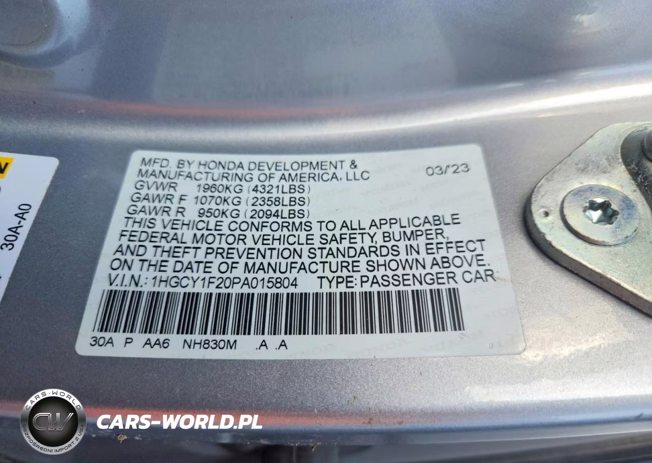 2023 Honda Accord Lx VIN:1HGCY1F20PA015804 - 12
