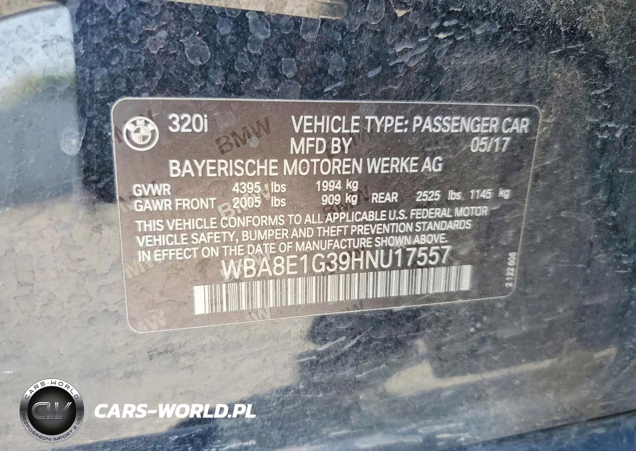 2017 BMW 320 I VIN:WBA8E1G39HNU17557 - 12