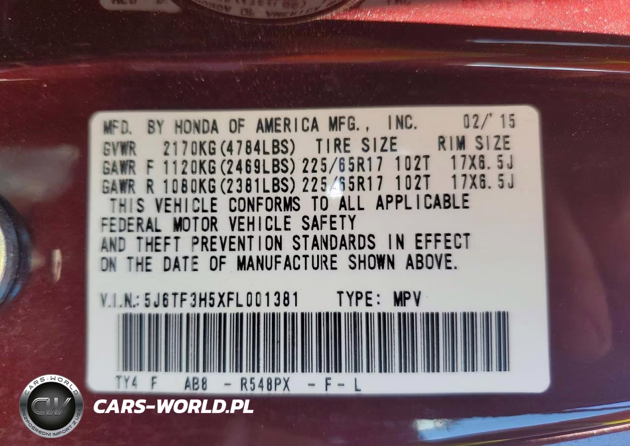 2015 Honda Crosstour Exl VIN:5J6TF3H5XFL001381 - 14