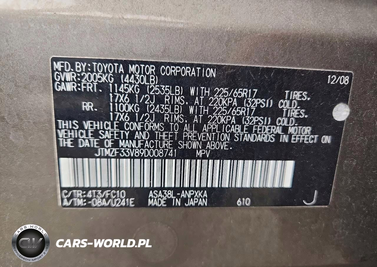 2009 Toyota Rav4 Base VIN:JTMZF33V89D008741 - 13
