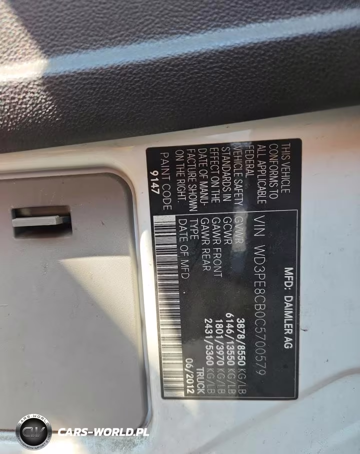 2012 Mercedes-Benz Sprinter 2500 Delivery Van VIN:WD3PE8CB0C5700579 - 13