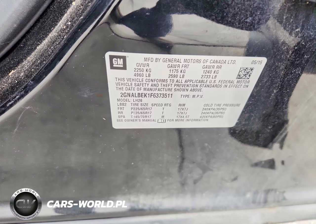 2015 Chevrolet Equinox Lt VIN:2GNALBEK1F6373511 - 13