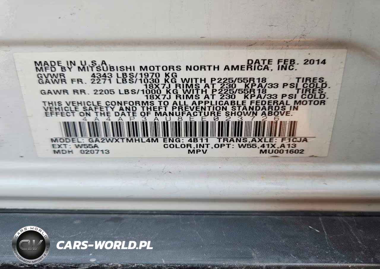 2014 Mitsubishi Outlander Sport Es VIN:4A4AP3AU8EE023726 - 12
