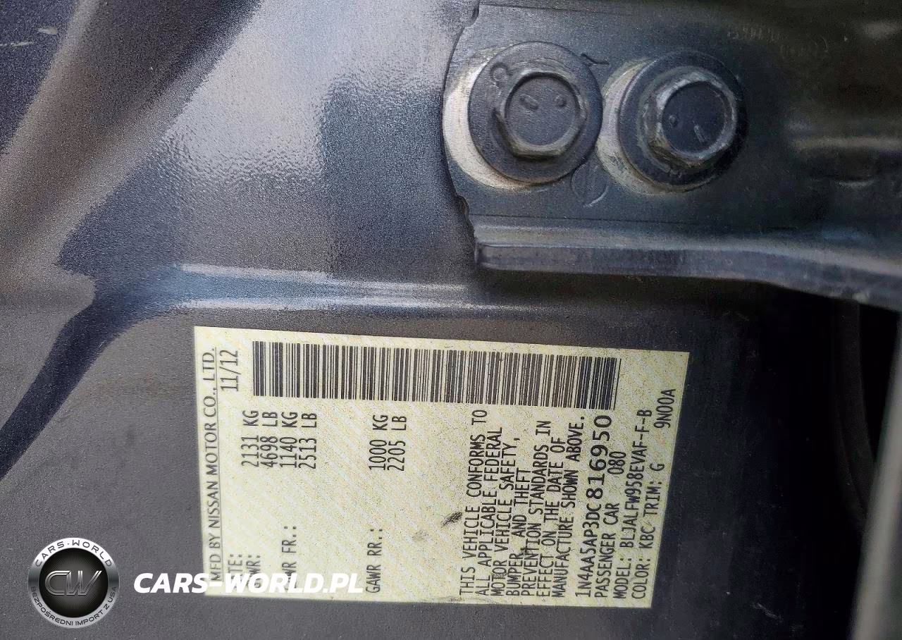 2013 Nissan Maxima 3.5 S VIN:1N4AA5AP3DC816950 - 12