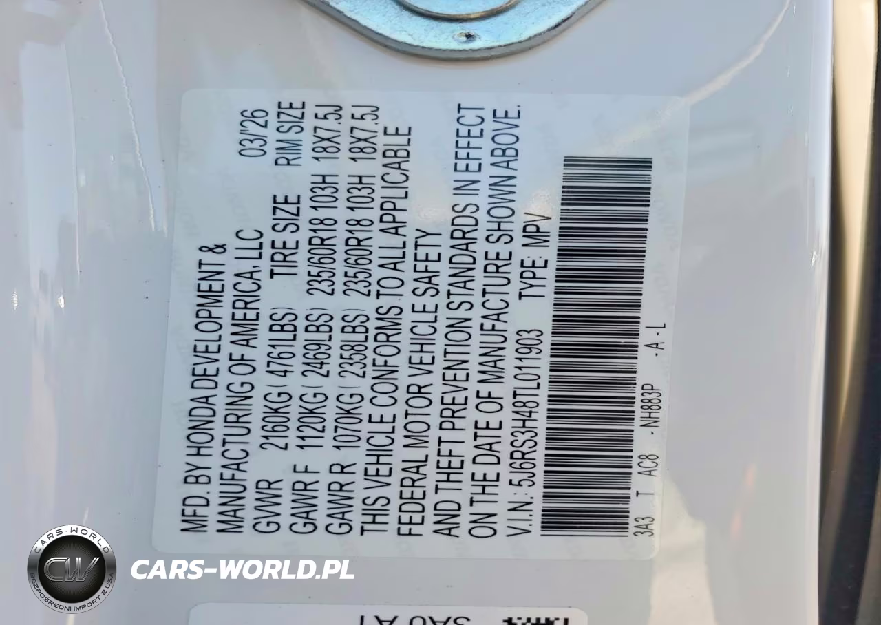 2026 Honda Civic Crv VIN:5J6RS3H48TL011903 - 13