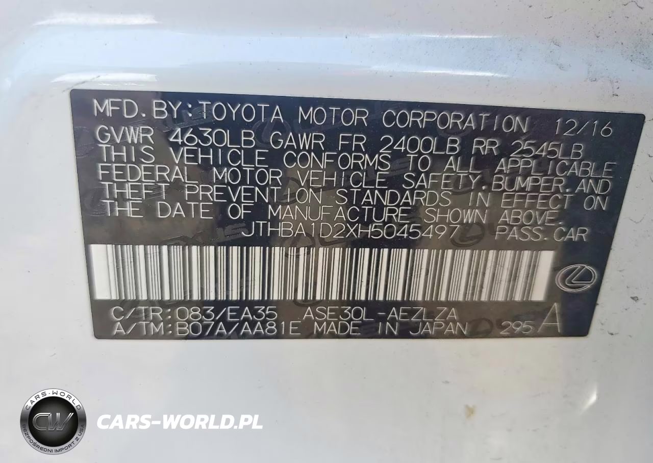 2017 Lexus Is 200T VIN:JTHBA1D2XH5045497 - 12