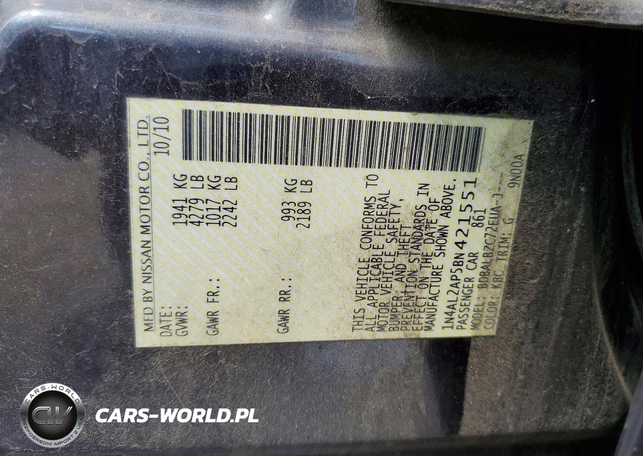 2011 Nissan Altima 2.5 VIN:1N4AL2AP5BN421551 - 12