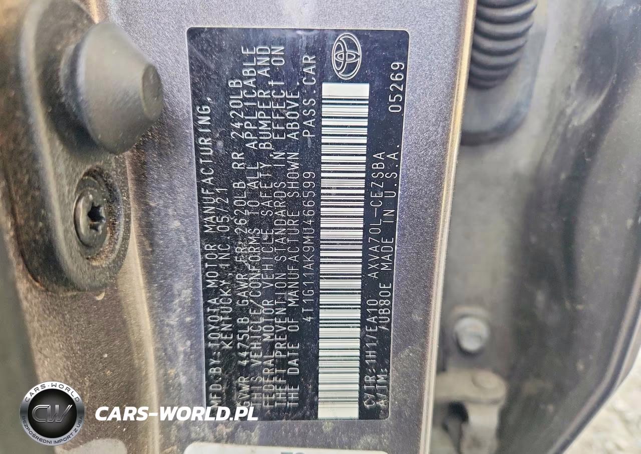 2021 Toyota Camry Se VIN:4T1G11AK9MU466599 - 13