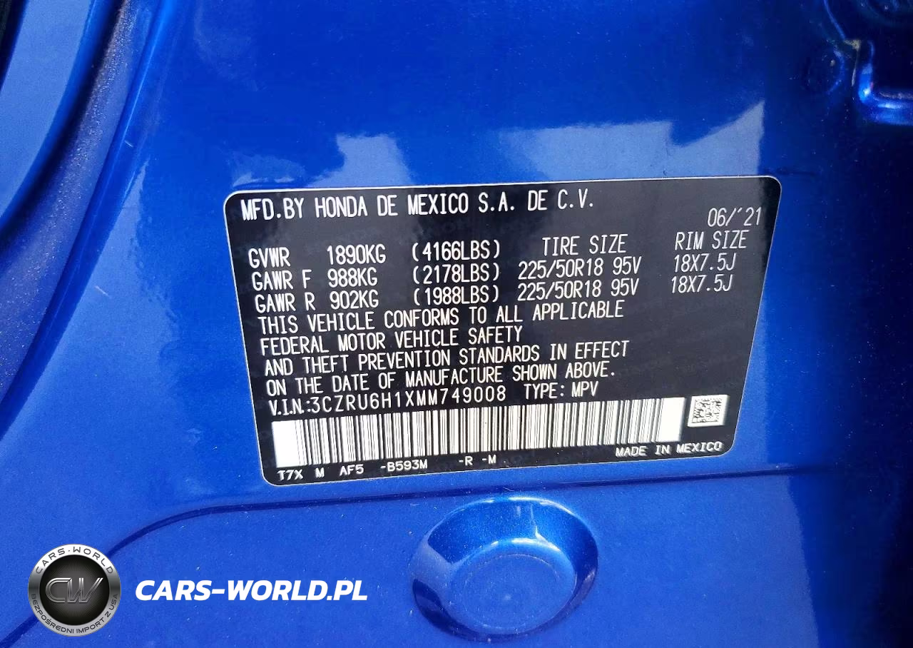 2021 Honda Hr-V Sport VIN:3CZRU6H1XMM749008 - 13