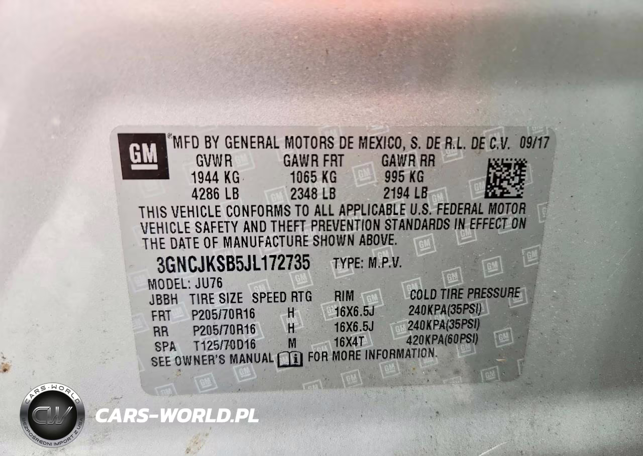 2018 Chevrolet Trax Ls VIN:3GNCJKSB5JL172735 - 13