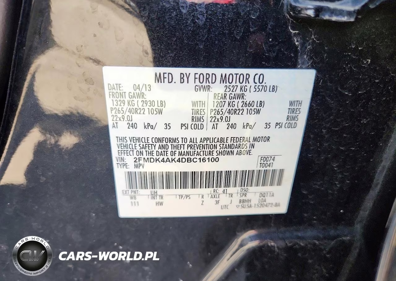 2013 Ford Edge Sport VIN:2FMDK4AK4DBC16100 - 12