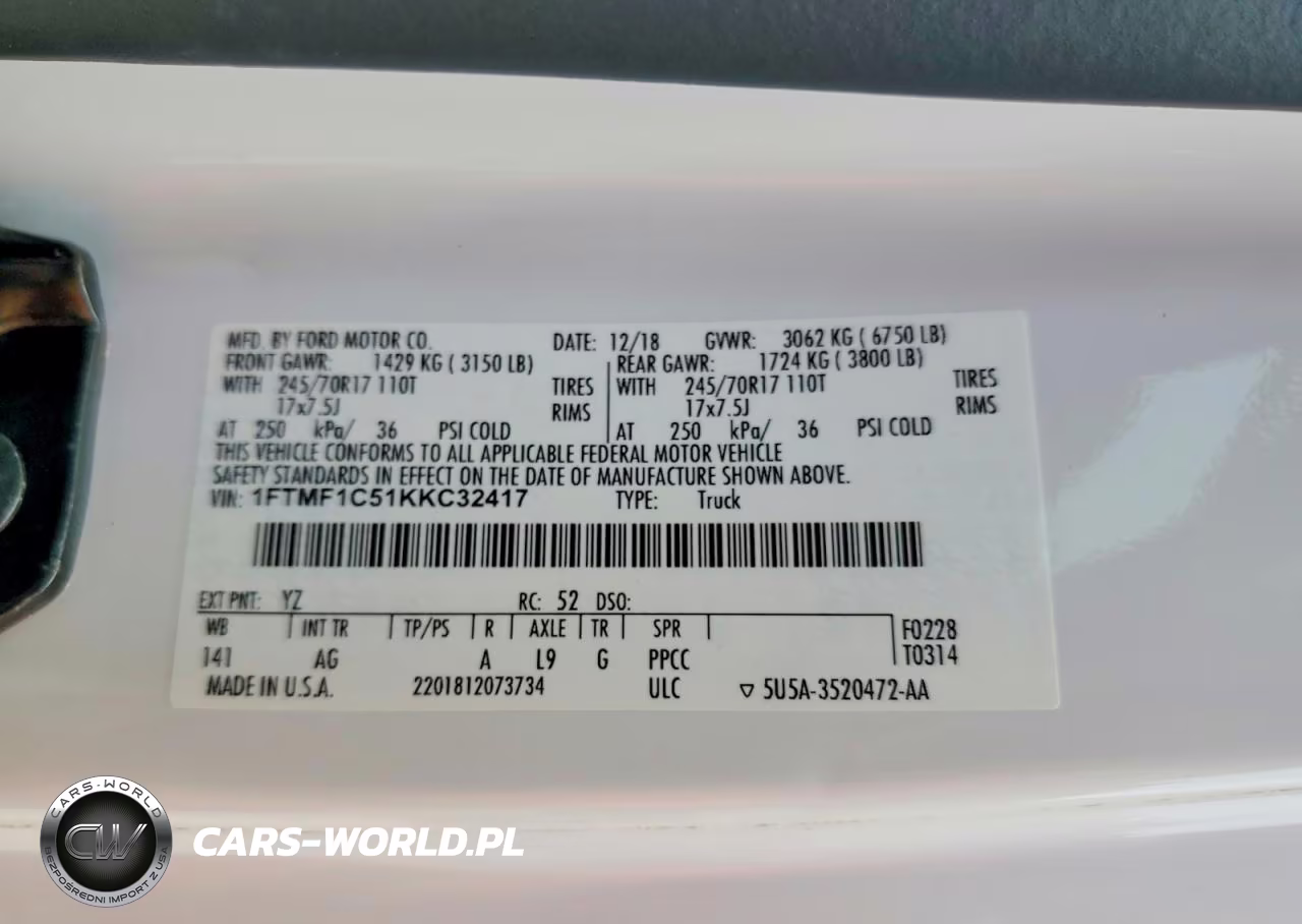 2019 Ford F150 VIN:1FTMF1C51KKC32417 - 13