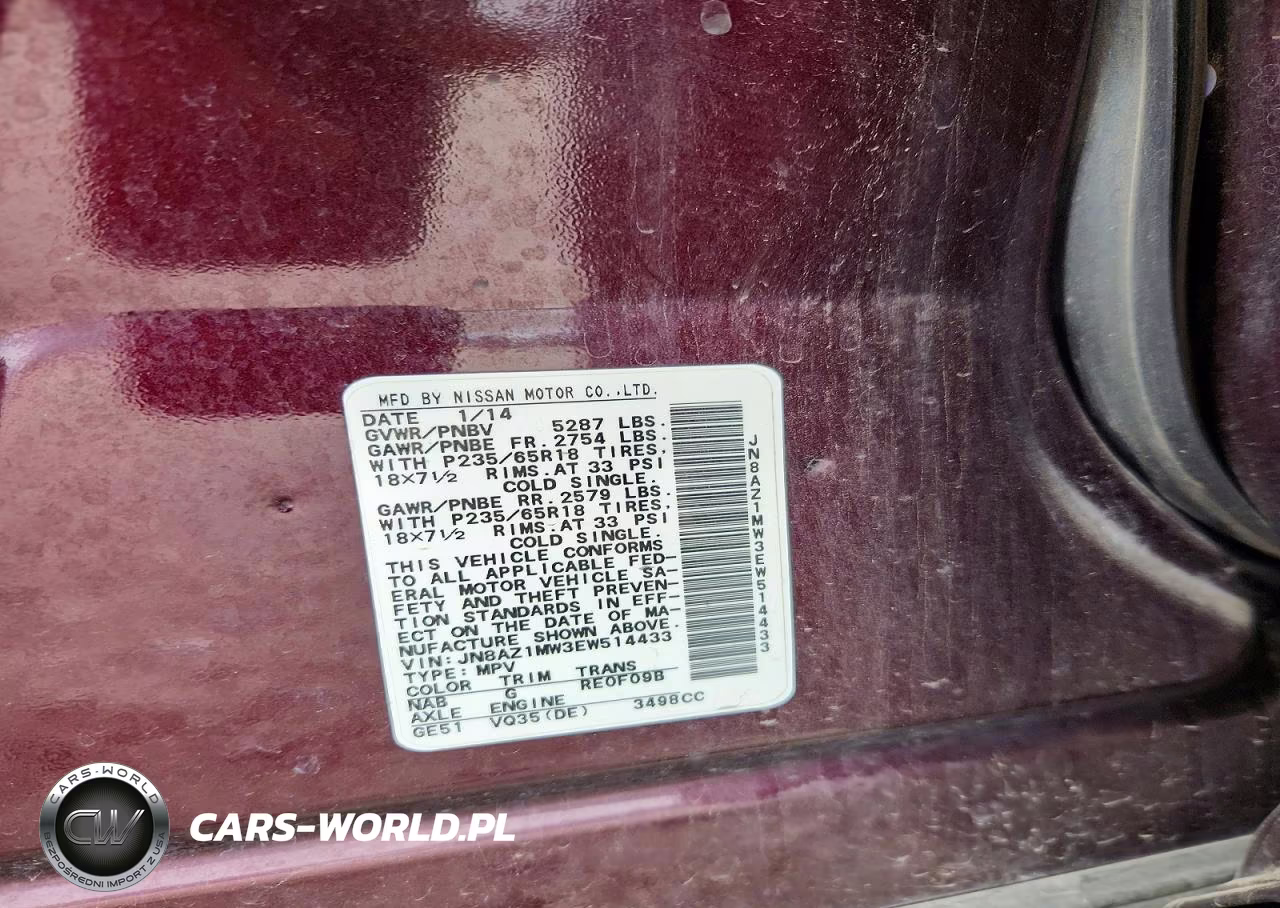 2014 Nissan Murano S VIN:JN8AZ1MW3EW514433 - 12