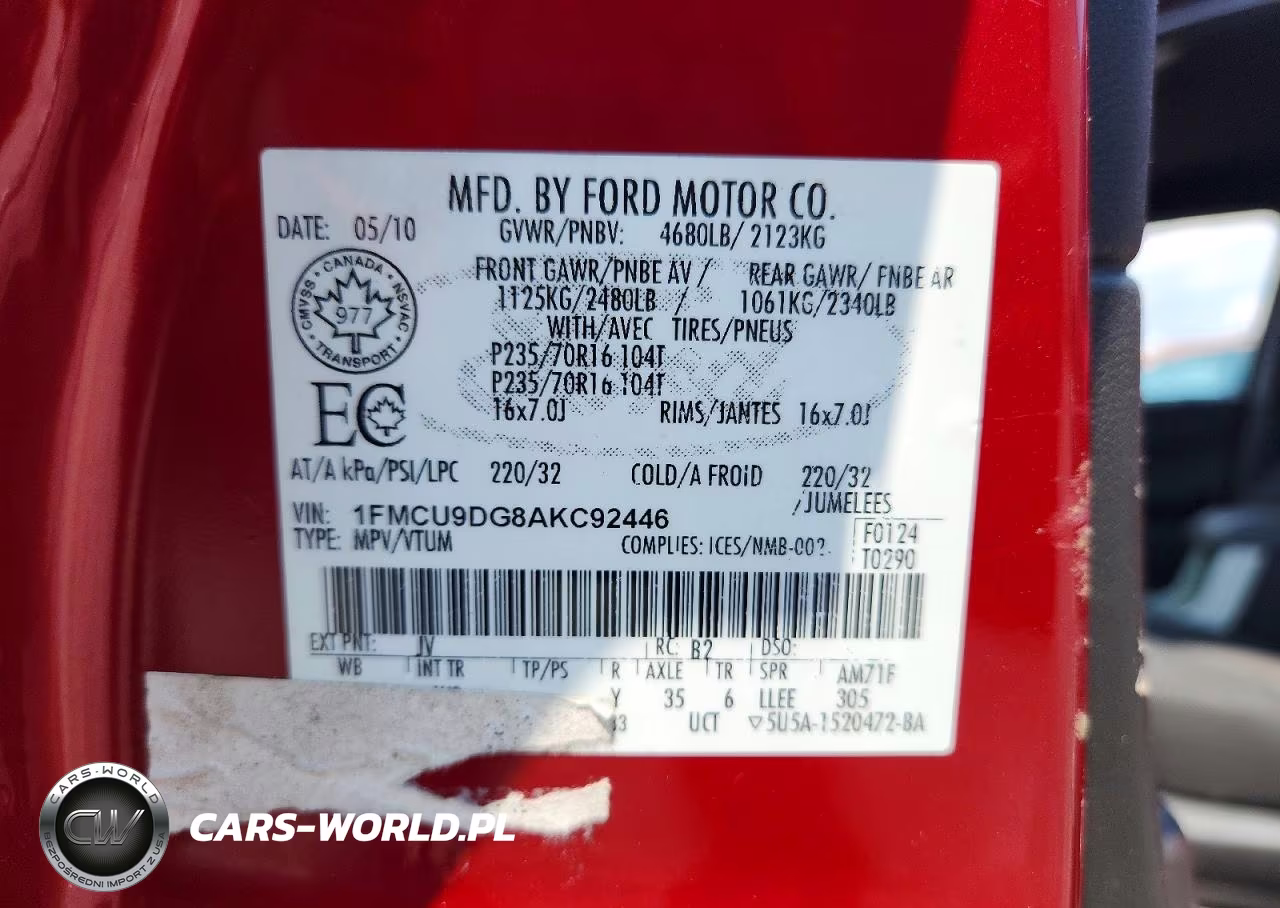 2010 Ford Escape Xlt VIN:1FMCU9DG8AKC92446 - 12