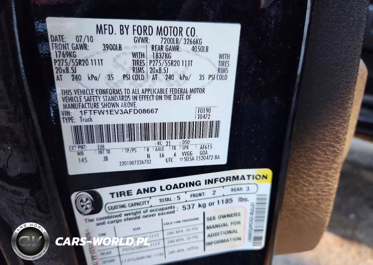 2010 Ford F150 Supercrew VIN:1FTFW1EV3AFD08667 - 12