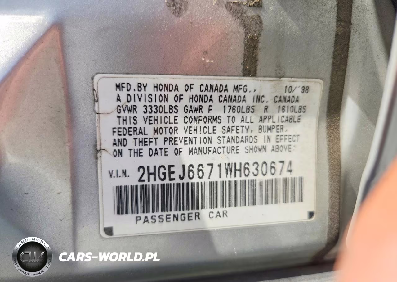 1998 Honda Civic Lx VIN:2HGEJ6671WH630674 - 12