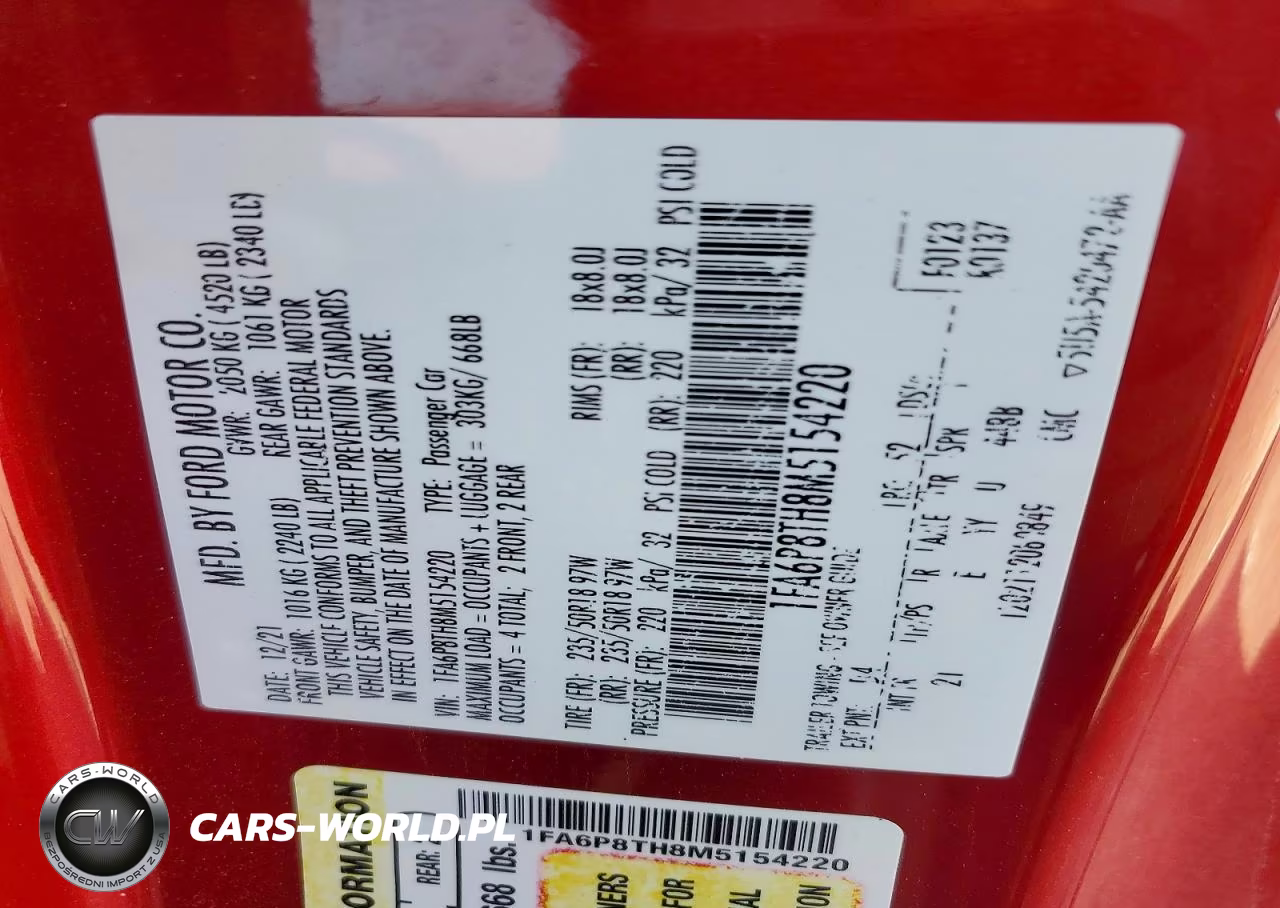 2021 Ford Mustang VIN:1FA6P8TH8M5154220 - 12