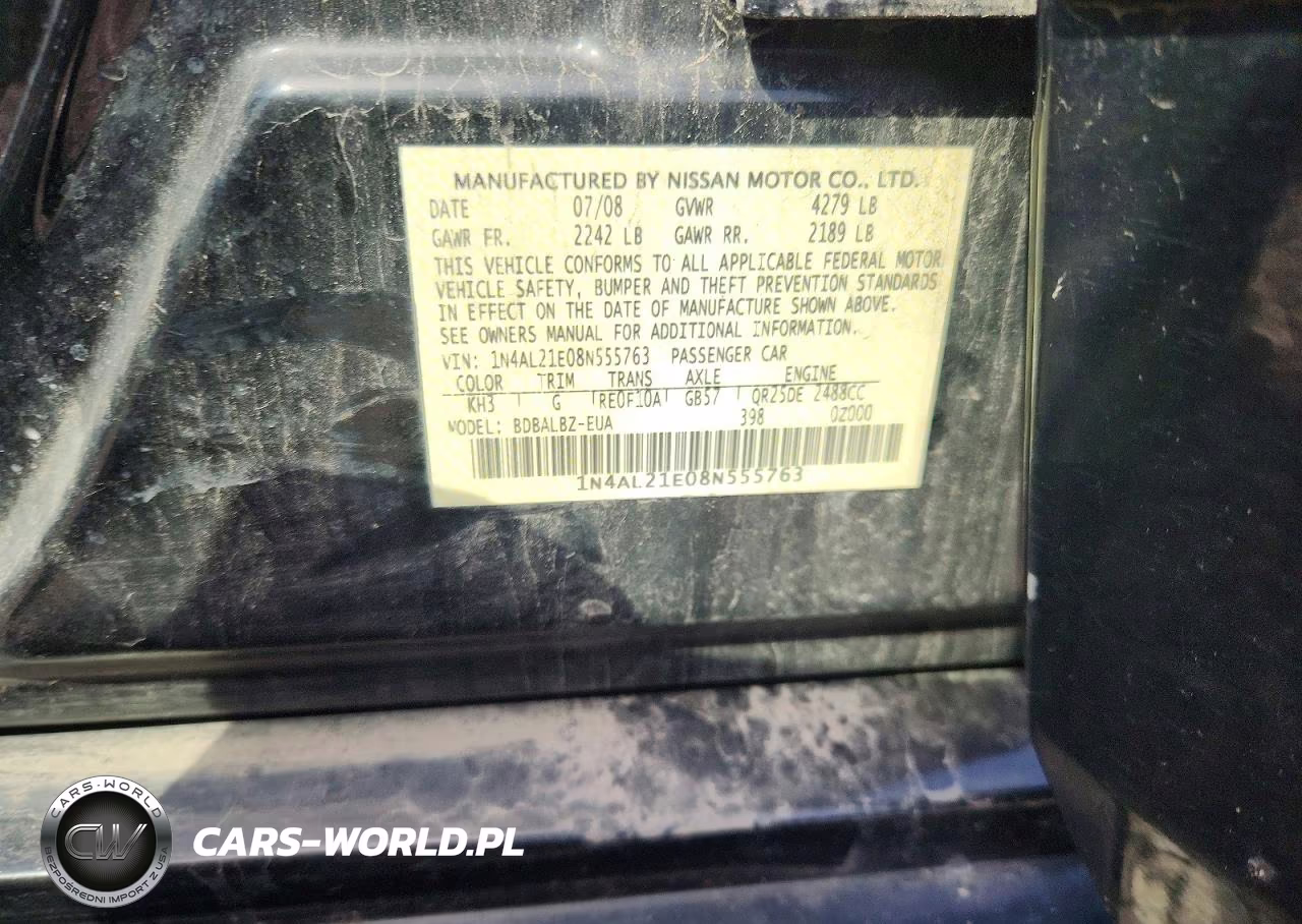 2008 Nissan Altima 2.5 VIN:1N4AL21E08N555763 - 12