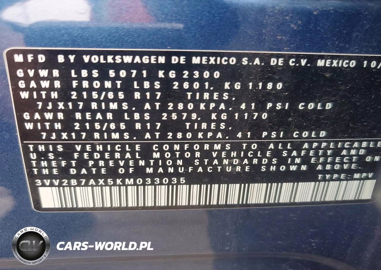 2019 Volkswagen Tiguan Se VIN:3VV2B7AX5KM033035 - 13