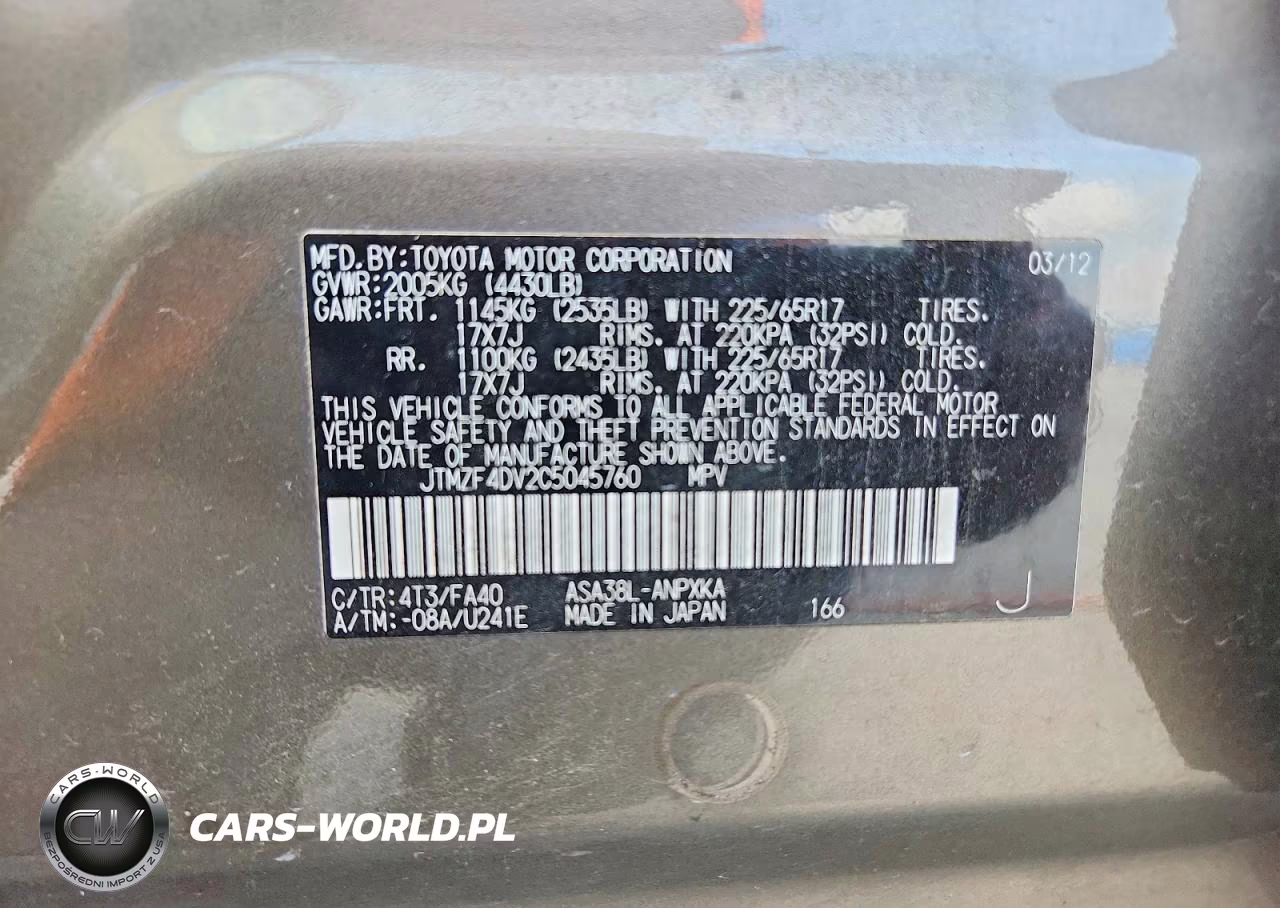 2012 Toyota Rav4 Base VIN:JTMZF4DV2C5045760 - 13
