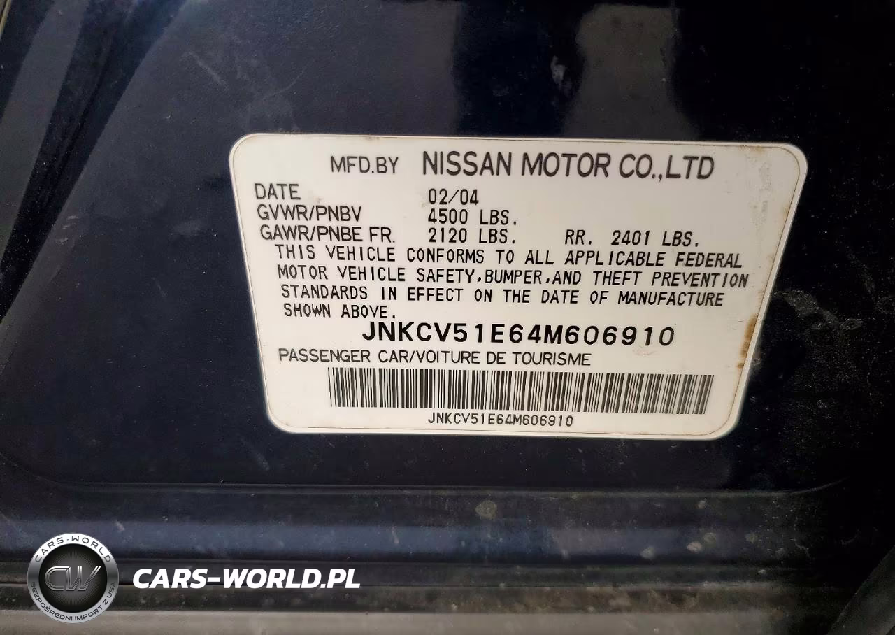 2004 Infiniti G35 Base VIN:JNKCV51E64M606910 - 13