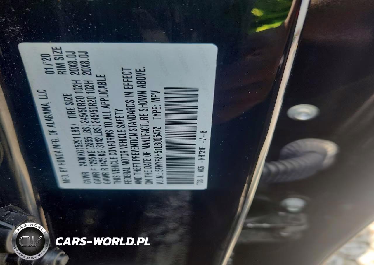 2020 Honda Passport Exl VIN:5FNYF8H51LB005472 - 13