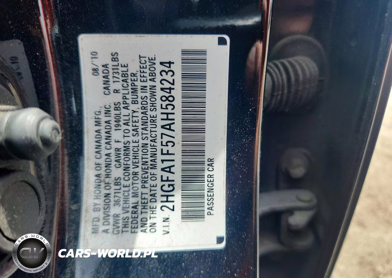 2010 Honda Civic Lx VIN:2HGFA1F57AH584234 - 12