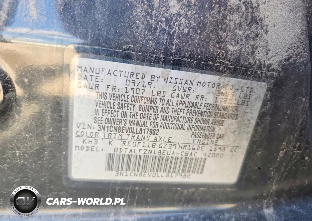 2020 Nissan Versa Sv VIN:3N1CN8EV0LL817982 - 13