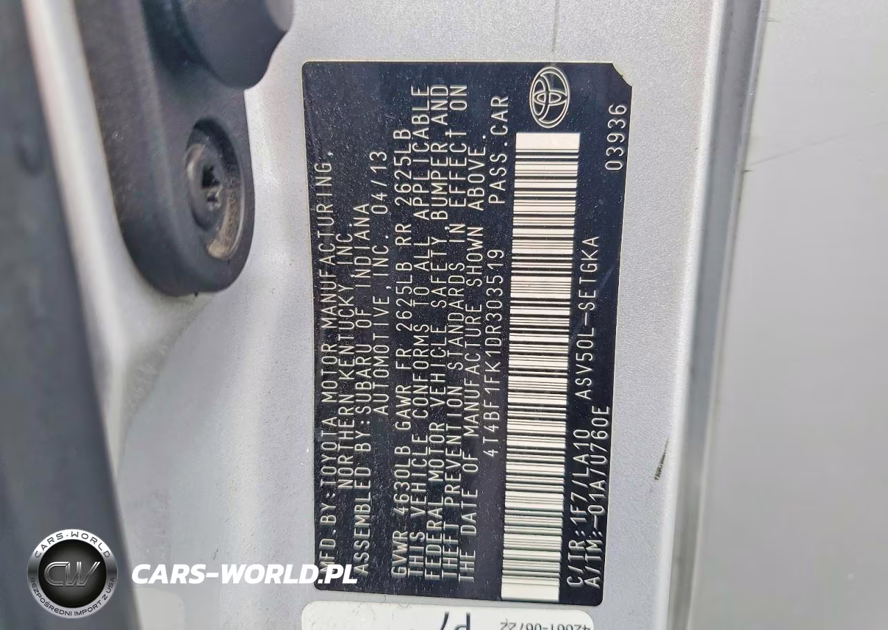 2013 Toyota Camry Xle VIN:4T4BF1FK1DR303519 - 12