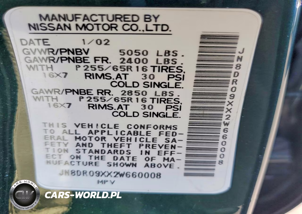 2002 Nissan Pathfinder Se VIN:JN8DR09XX2W660008 - 13