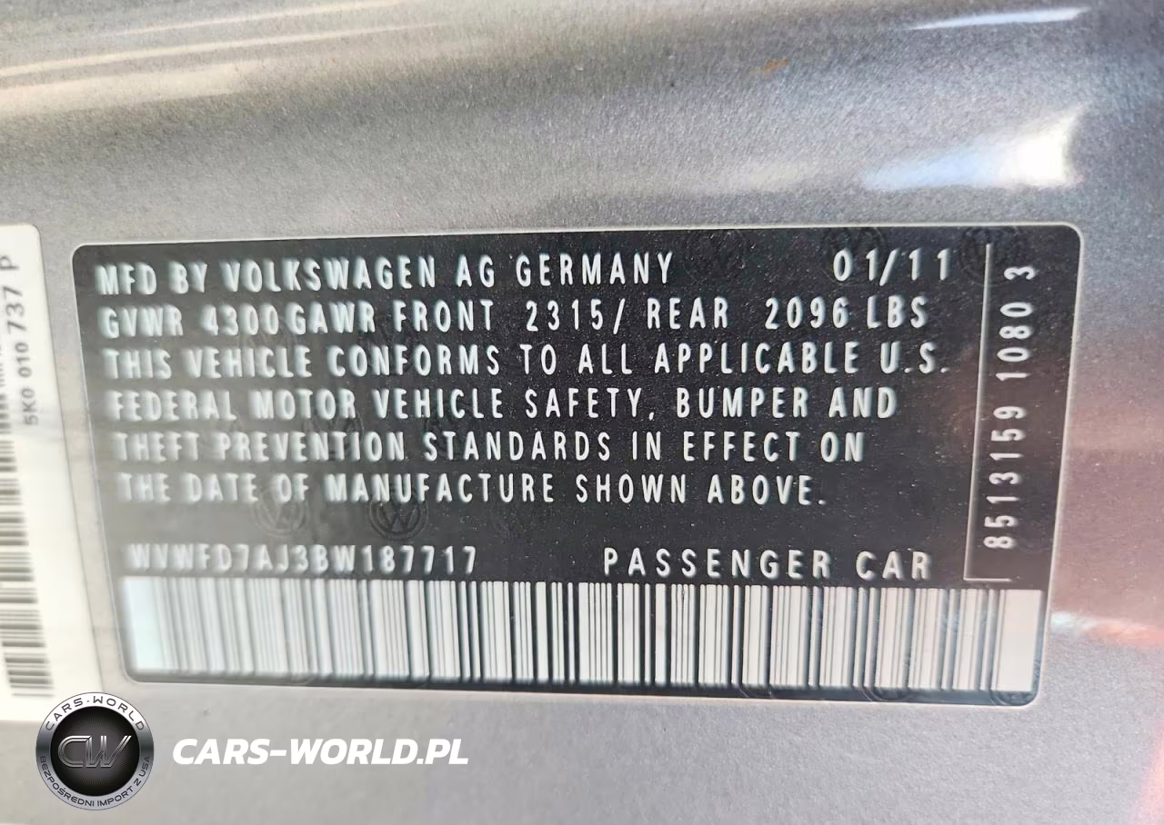 2011 Volkswagen Gti VIN:WVWFD7AJ3BW187717 - 12