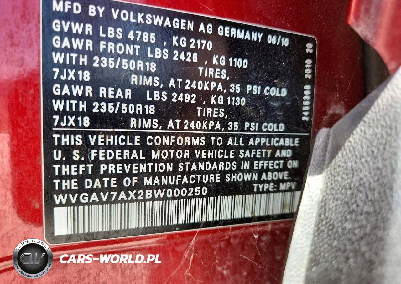 2011 Volkswagen Tiguan S VIN:WVGAV7AX2BW000250 - 13
