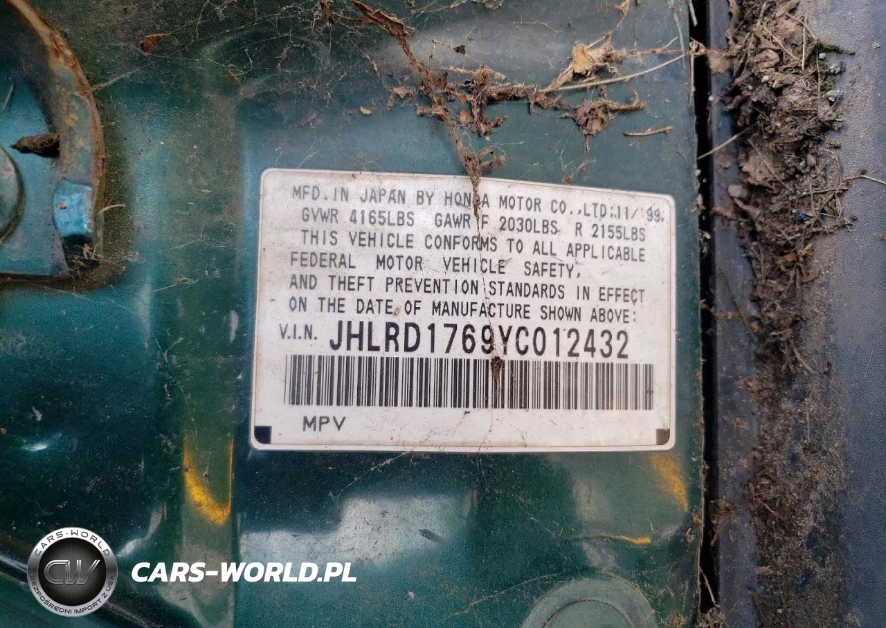 2000 Honda Cr-V Ex VIN:JHLRD1769YC012432 - 12