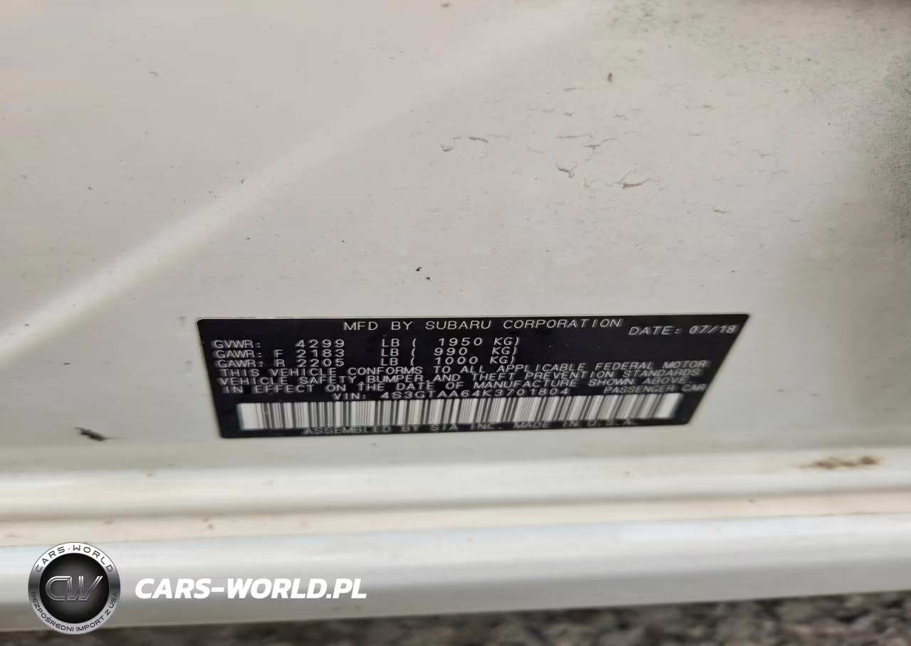 2019 Subaru Impreza VIN:4S3GTAA64K3701804 - 12