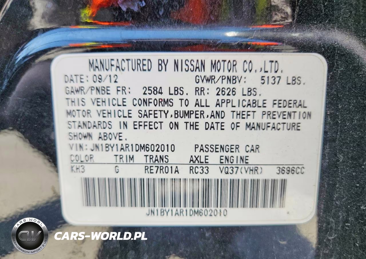 2013 Infiniti M37 X VIN:JN1BY1AR1DM602010 - 12