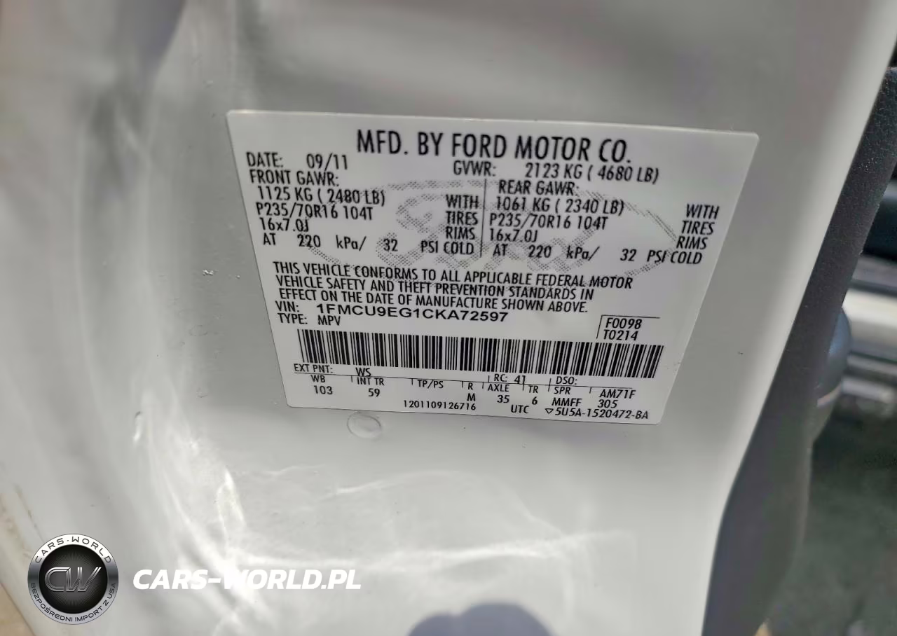 2012 Ford Escape Limited VIN:1FMCU9EG1CKA72597 - 13