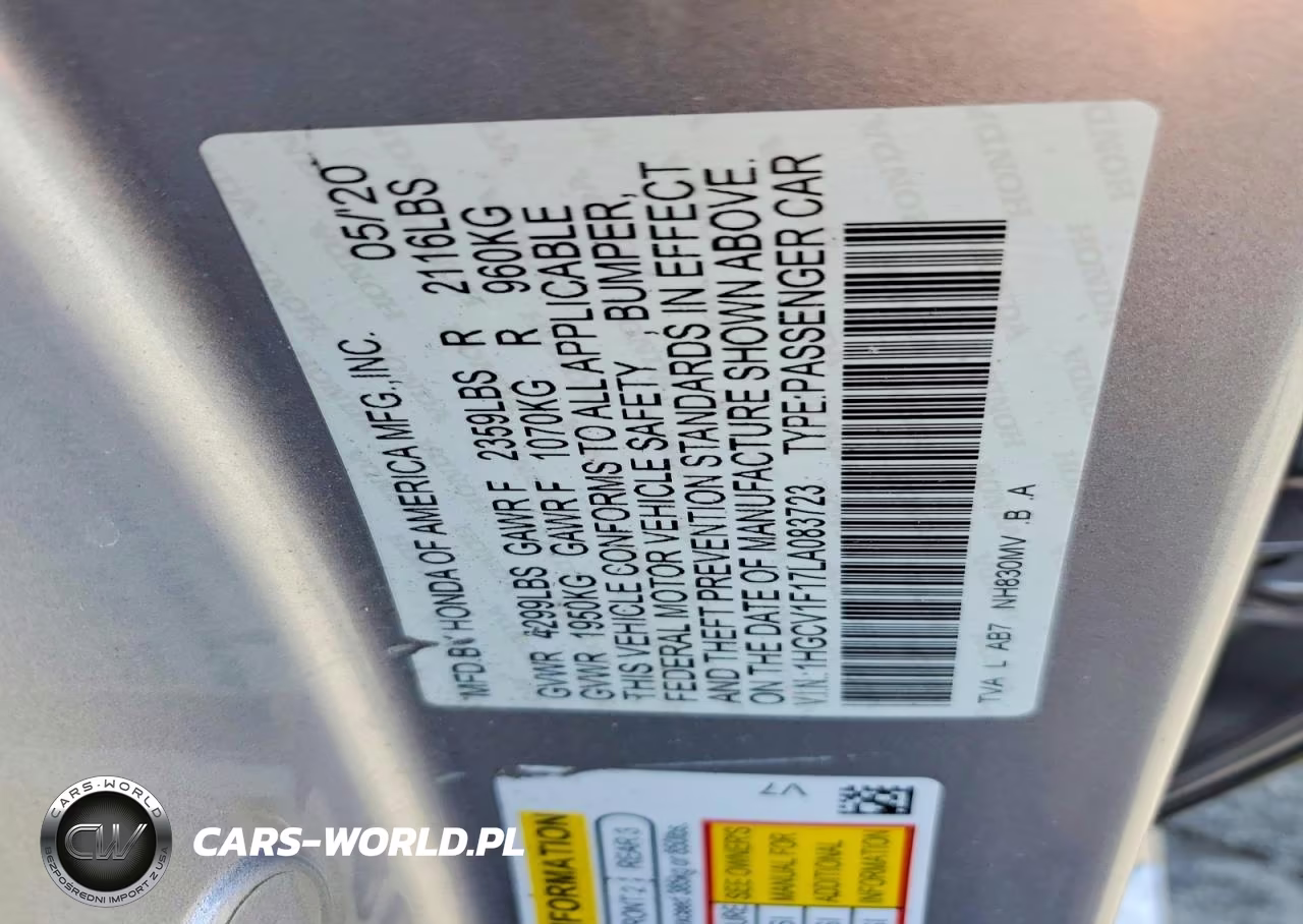 2020 Honda Accord Lx VIN:1HGCV1F17LA083723 - 12
