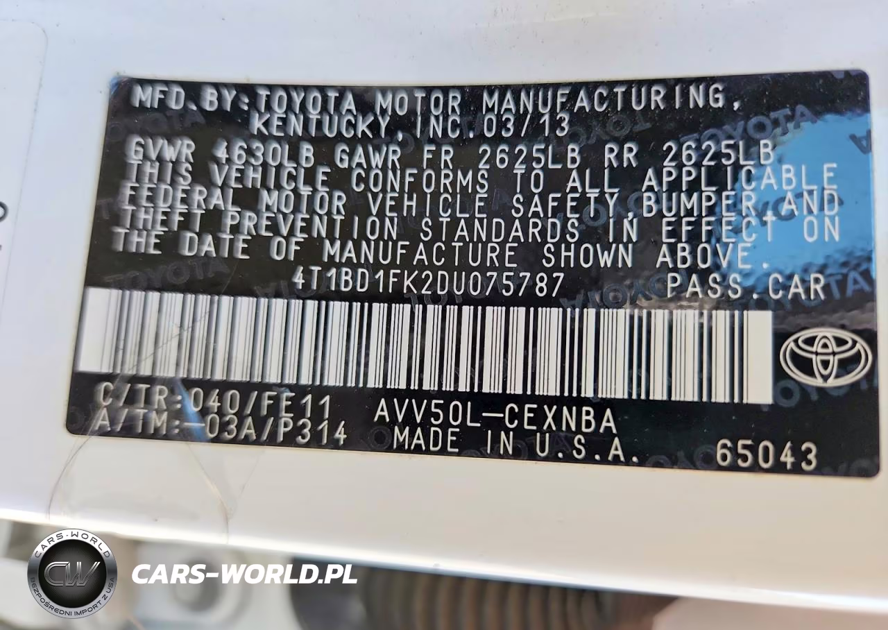 2013 Toyota Camry Hybrid Le VIN:4T1BD1FK2DU075787 - 12