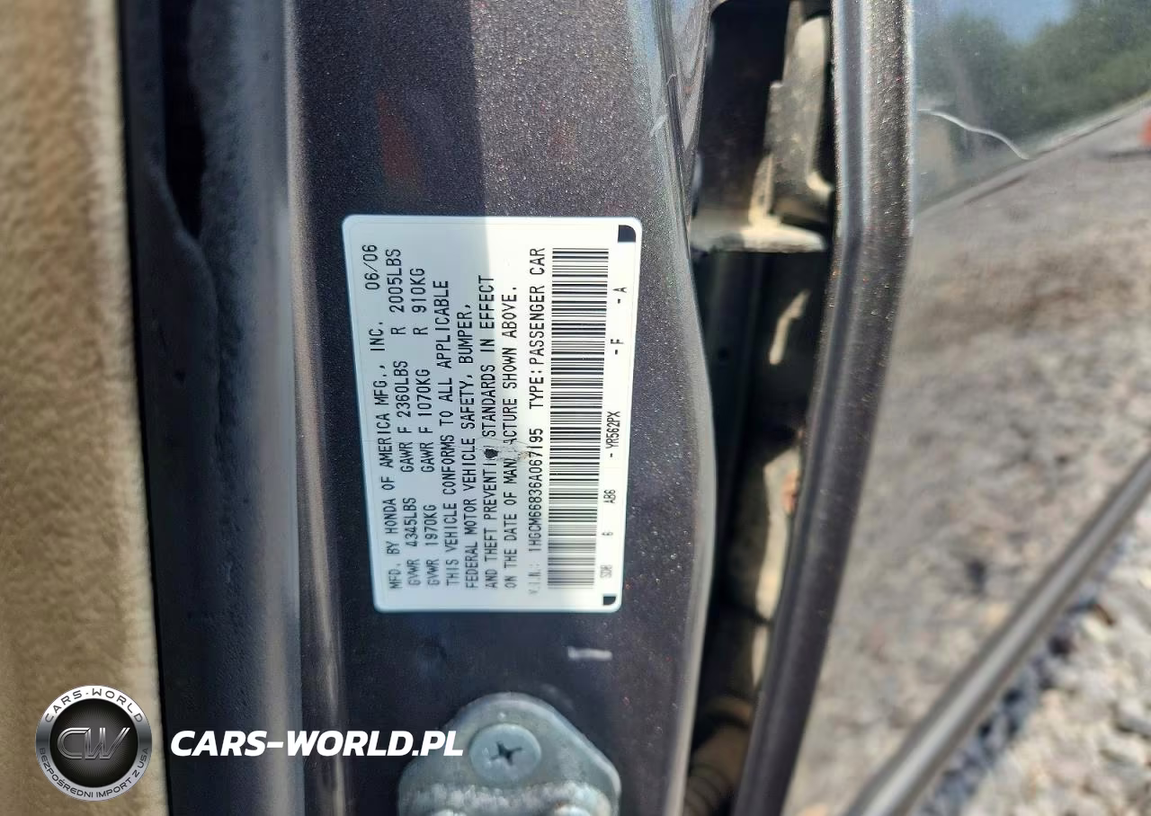 2006 Honda Accord Ex VIN:1HGCM66836A067195 - 12