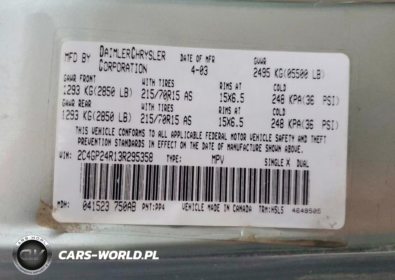 2003 Chrysler Town & Country VIN:2C4GP24R13R295358 - 14