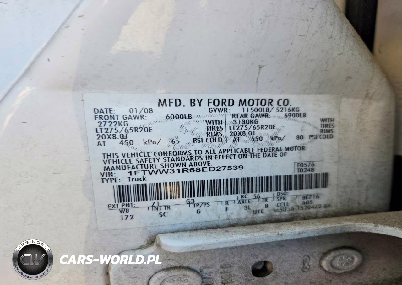2008 Ford F350 Srw Super Duty VIN:1FTWW31R68ED27539 - 12
