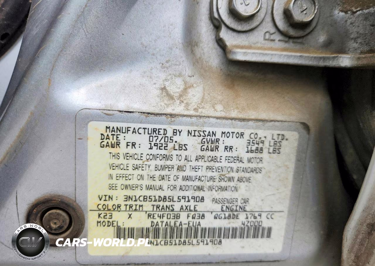 2005 Nissan Sentra 1.8 VIN:3N1CB51D85L591908 - 12