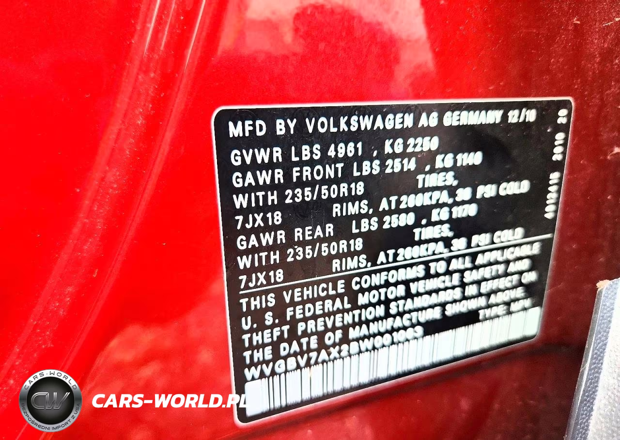 2011 Volkswagen Tiguan S VIN:WVGBV7AX2BW001063 - 13
