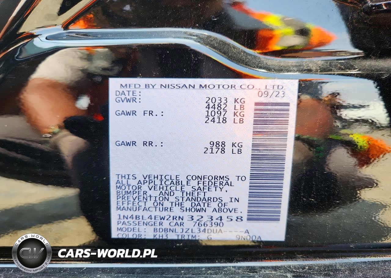 2024 Nissan Altima Sl VIN:1N4BL4EW2RN323458 - 13
