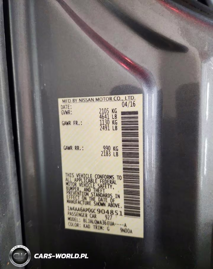 2016 Nissan Maxima 3.5 S VIN:1N4AA6AP0GC904851 - 12