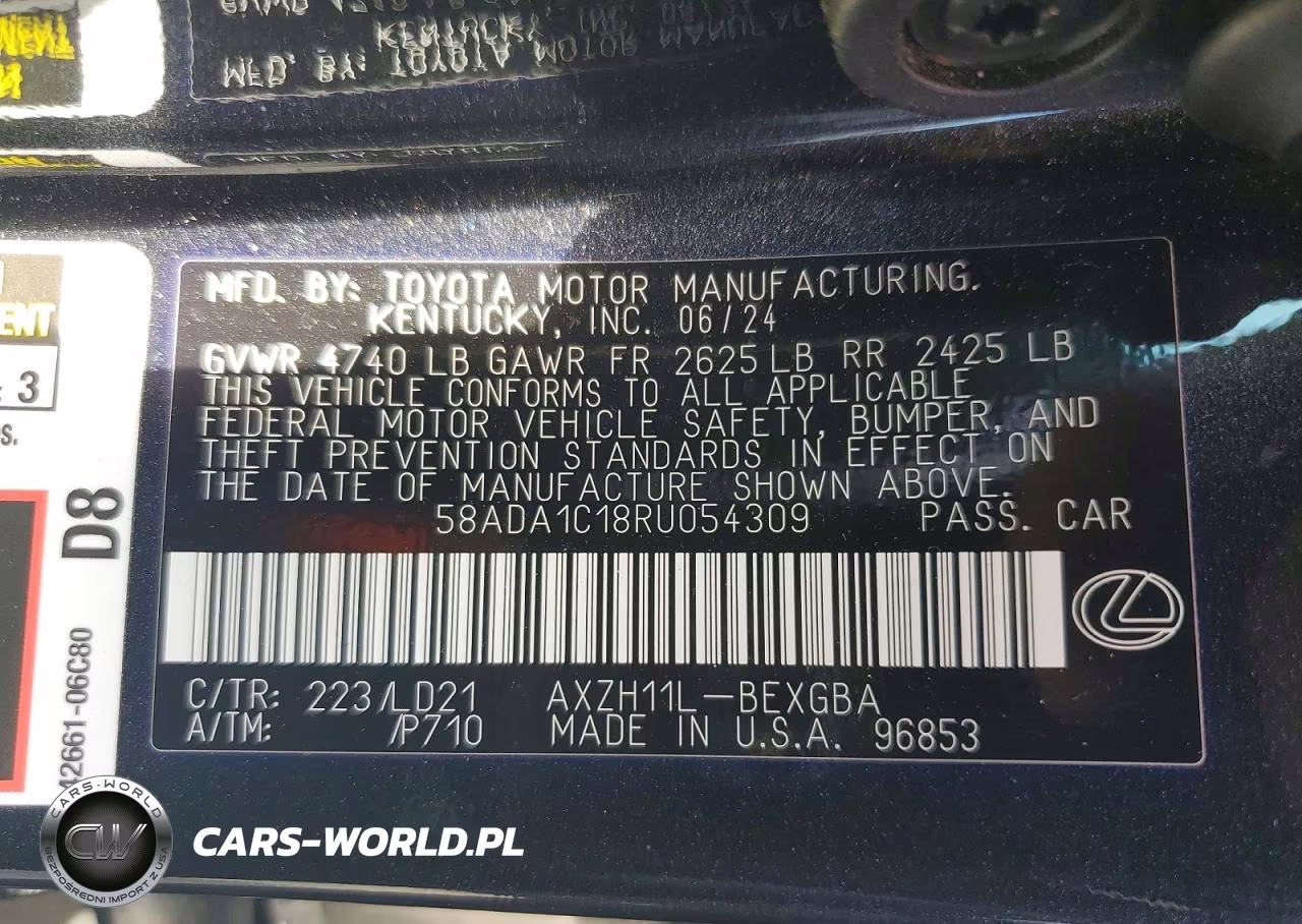 2024 Lexus Es 300H Base VIN:58ADA1C18RU054309 - 12